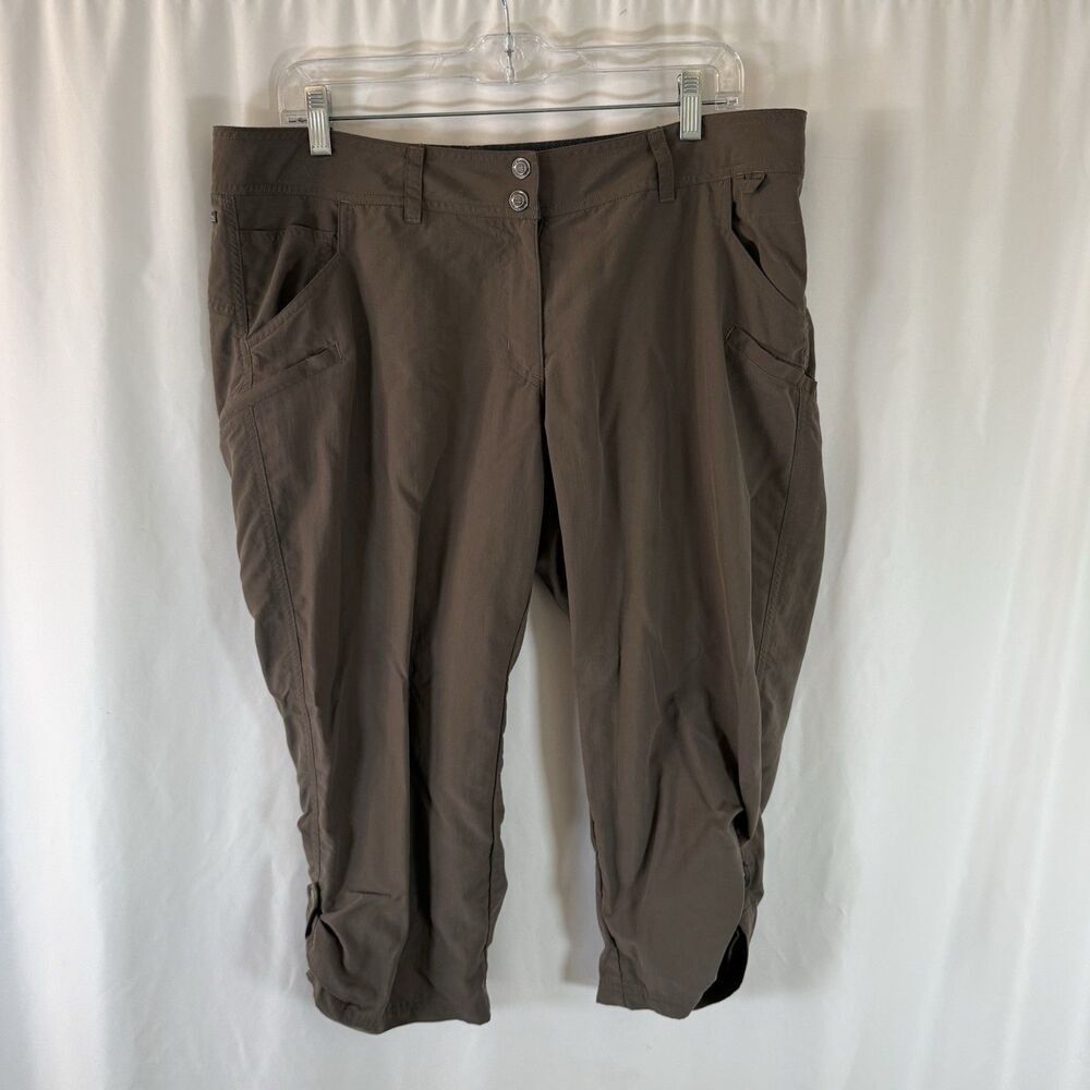 Exofficio Hiking Capris Women's 14 Brown Snap Zip 100% Nylon 20" Inseam Light